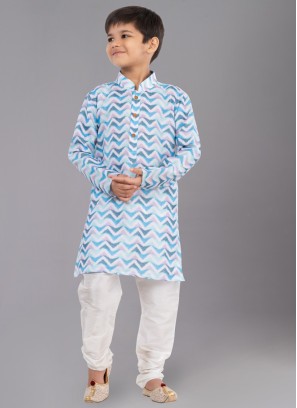 Designer Cotton Zig Zag Printed Kurta Pajama