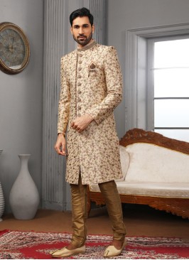 Designer Cream Groom Sherwani For Wedding