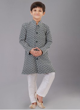 Designer Dark Green Thread Embroidered Kurta Pajama