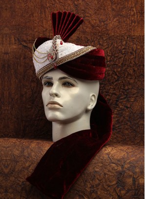 Designer Dulha Turban In Velvet And Silk