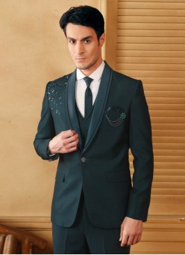 Designer Embroidred Work Green Suit For Wedding