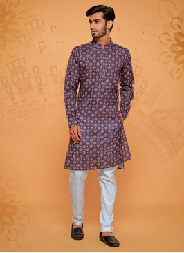 Designer Fancy Printed Cotton Silk Kurta Pajama