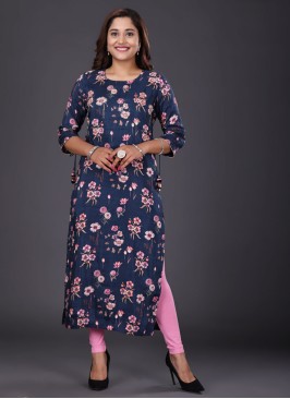 Designer Gajji Silk Floral Printed Kurti