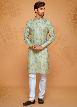 Designer Geometric Print Multi Color Kurta Pajama