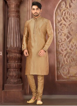 Designer Golden Kurta Pajama