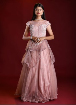 Designer Gown In Peach Color