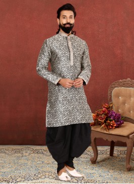 Designer Grey Dhoti Style Kurta Set