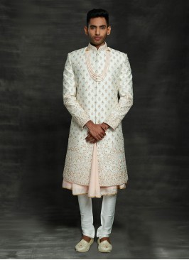 Designer Anarkali Sherwani For Groom Wedding