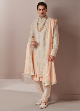 Designer Heavy Embroidered Anarkali Style Sherwani