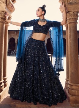 Navy Blue Designer Heavy Work Lehenga Choli