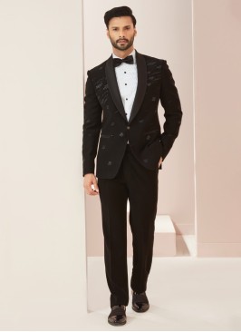 Designer Imported Fabric Suit In Black