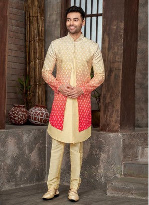 Designer Jacket Style Indowestern In Art Silk