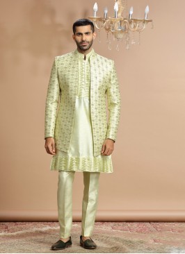 Designer Jacket Style Indowestern Set For Men