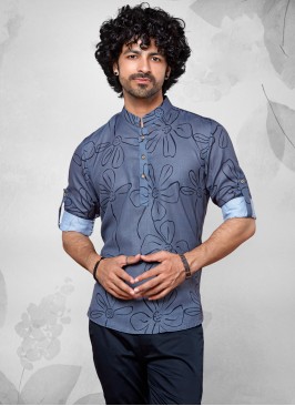 Designer Kurta In Slate Blue