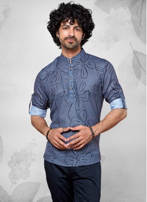 Designer Kurta In Slate Blue