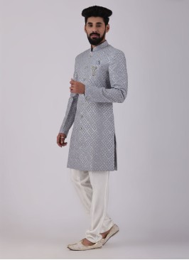 Designer Light Blue Indowestern Set