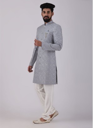 Designer Light Blue Indowestern Set