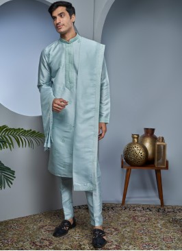 Designer Light Sky Blue Kurta Pajama With Dupatta