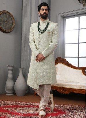 Designer Lucknowi Embroidered Sherwani For Men