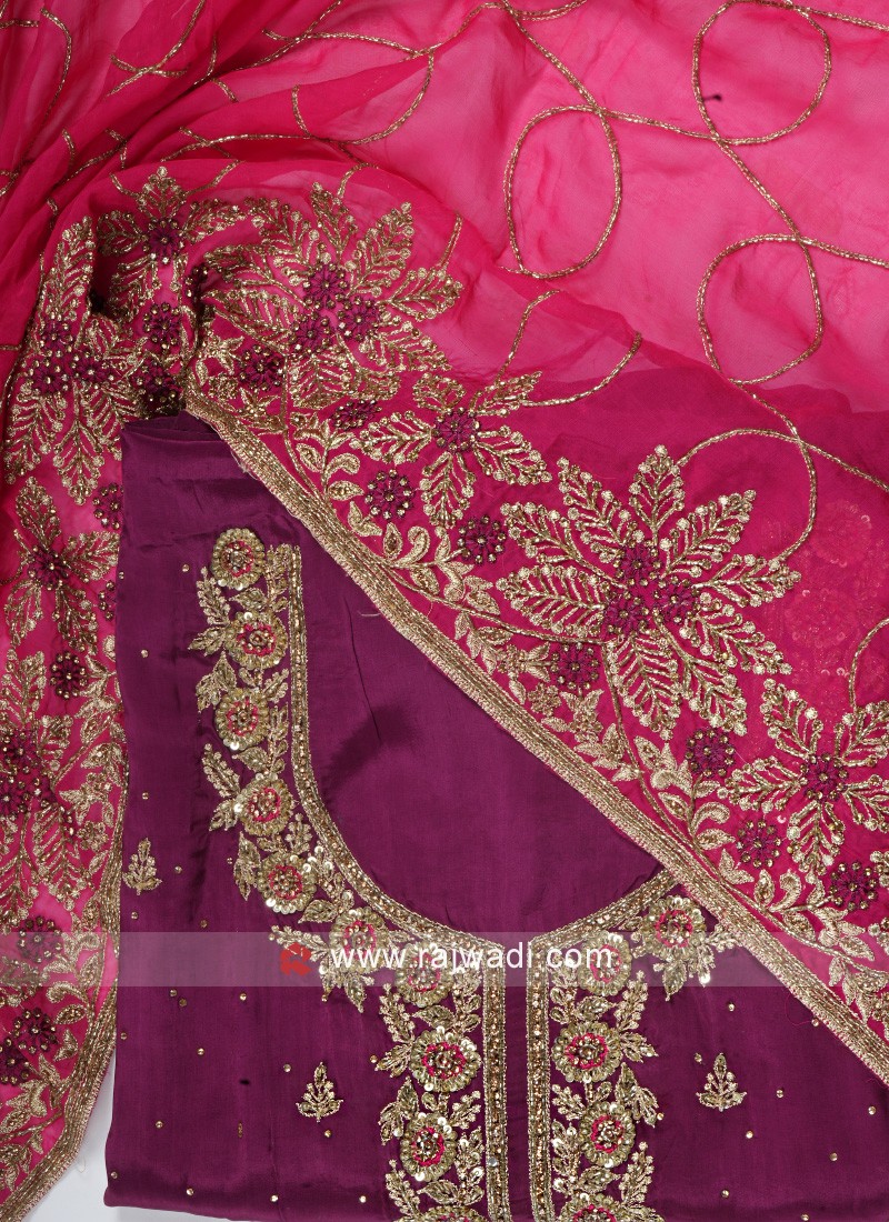 Designer Magenta Eid Special Dress Material