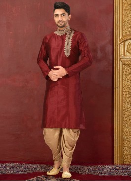 Designer Maroon Dhoti Style Kurta Set