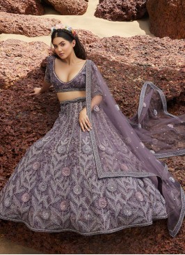 Designer Mauve Color Floral Embroidered Lehenga Choli