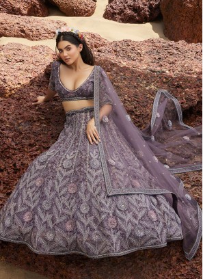 Designer Mauve Color Floral Embroidered Lehenga Choli