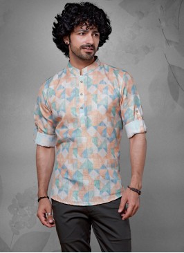 Designer Men's Multi Color Kurta In Cotton Silk