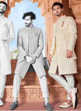 Designer Mens Wear Sherwani In Cream Color