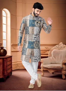 Designer Multi Color Digital Print Indowestern Set