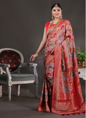 Designer Multi Zari Work Wedding Saree