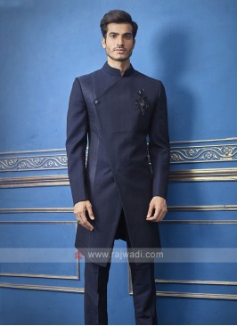 Designer Navy Blue Colour Indo-western