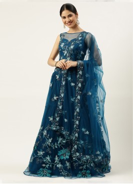 Designer Navy Blue Lehenga Choli In Net