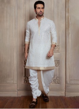 Designer Off White Dhoti Style Kurta Set