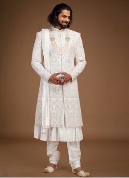 Designer Off White Groom Sherwani For Wedding