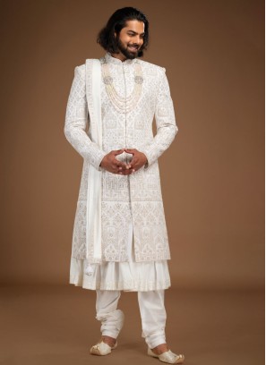 Designer Off White Groom Sherwani For Wedding