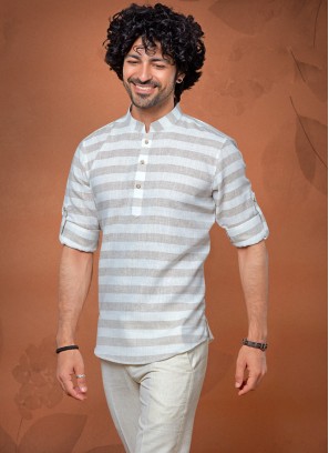 Designer Off White Mens Kurta