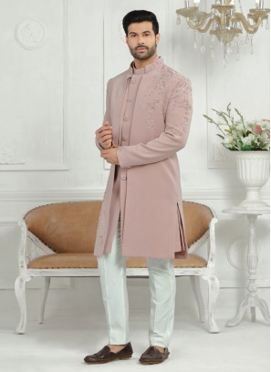 Designer Onion Pink Color Indowestern For Mens