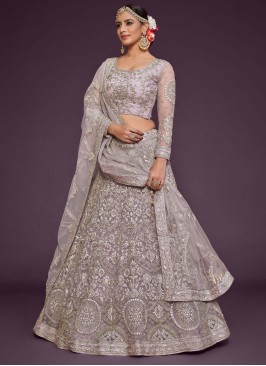 Lavender Blush Soft Net Embroidered Designer Lehenga Choli