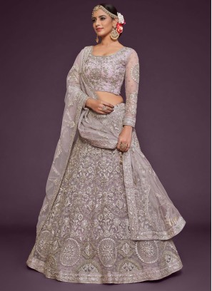 Lavender Blush Soft Net Embroidered Designer Lehenga Choli