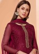 Designer Pakistani Salwar Suit Dress Sequins Faux Georgette in Magenta