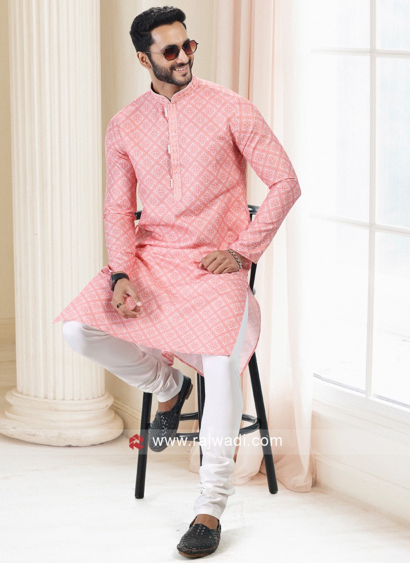 Designer Printed Kurta Pajama For Men