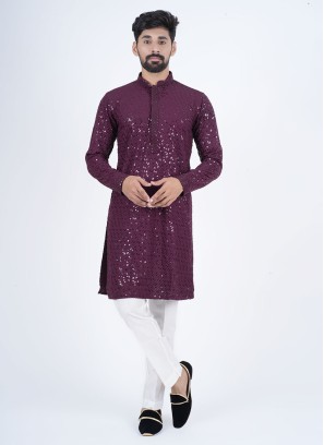 Designer Purple Kurta Pajama Set