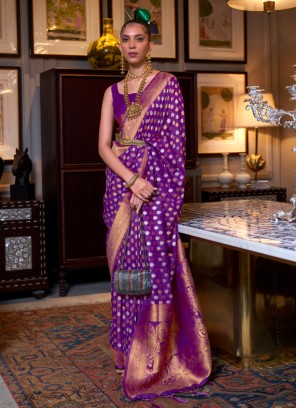 Designer Purple Silk Saree