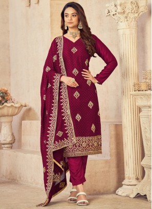 Designer Rani Color Embroidered Dress Material