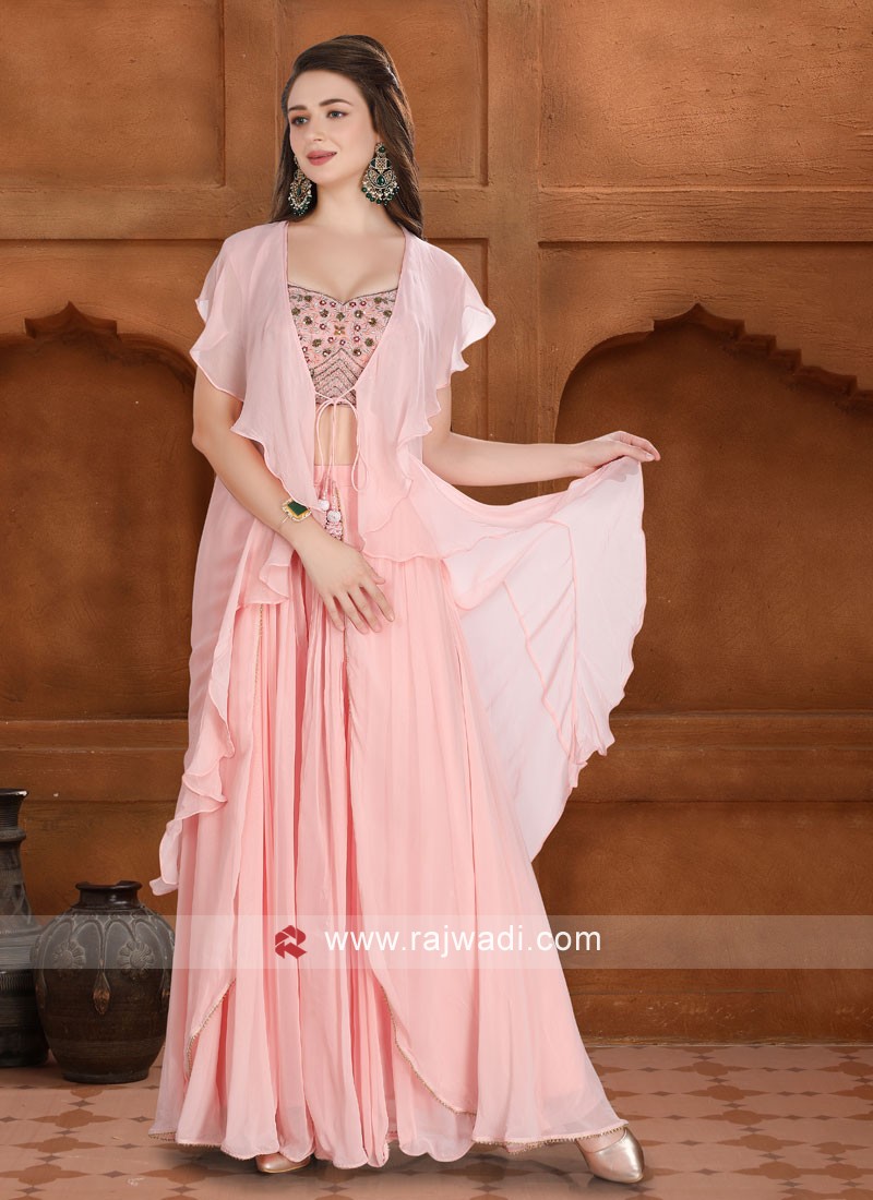 Graceful Pink Fancy Fabric Embroidered Work Wedding Function Readymade  Stylish Indo Western For Men