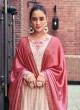 Baby Pink Georgette Embroidered Flared Kurti with Palazzo