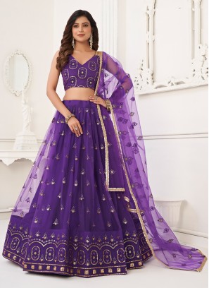 Designer Sequins Embroidered Purple Lehenga Choli