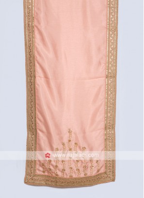 Designer Silk Dupatta In Peach Color