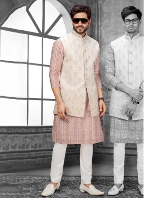 Designer Thread Embroidered Nehru Jacket Set